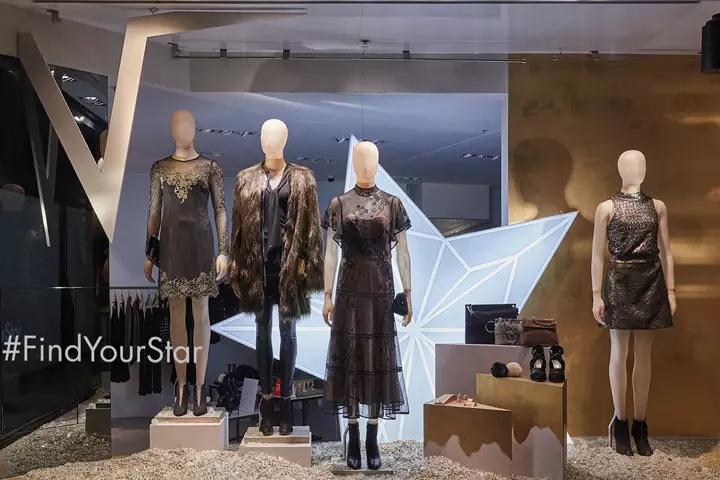 Vitrines de Noël Karen Millen 2016 par StudioXAG, Londres – Royaume-Uni